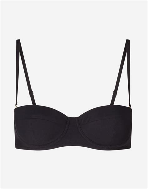 Dolce Gabbana Synthetic Solid Color Balconette Bikini Top In Black Lyst