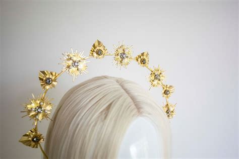 Gold Stars Headband Panmilli Halo Crown Goddess Headpiece Etsy Canada