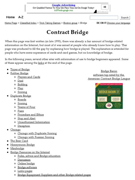 Bridge - Rules and Variations of The Card Game | PDF | Contract Bridge ...