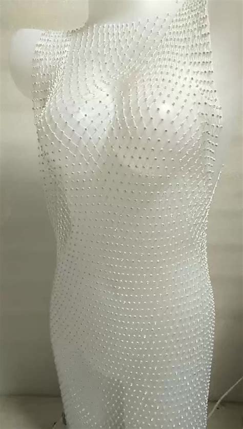 Sexy Rhinestone Fishnet See Through Beach Mesh Dress Cover Ups For