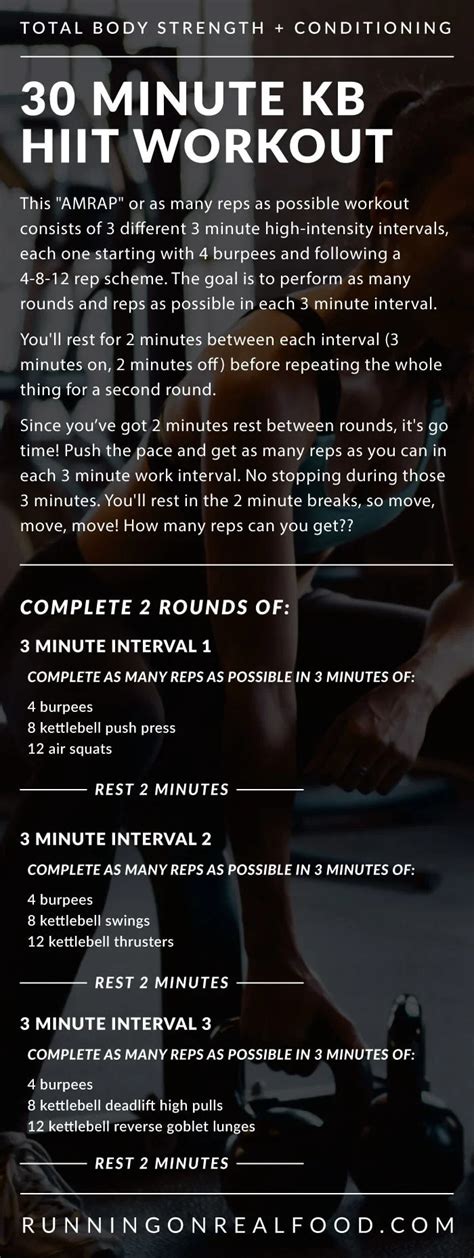 30 Minute Kettlebell HIIT Workout Running On Real Food