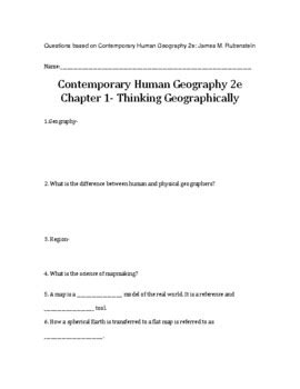 Contemporary Human Geography E Ch Thinking Geographically Bookwork