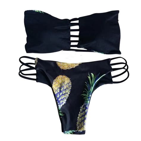 Women S Bikini Set Sexy Bra Pineapple Swimsuit Push Up Swimwear