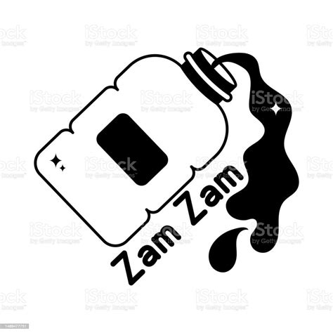 Zam Zam Water Doodle Vector Outline Icon Eps 10 File Stock Illustration