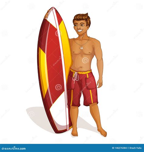 A Handsome Young Man Is Holding A Surfboard Holidays In The Hawaiian