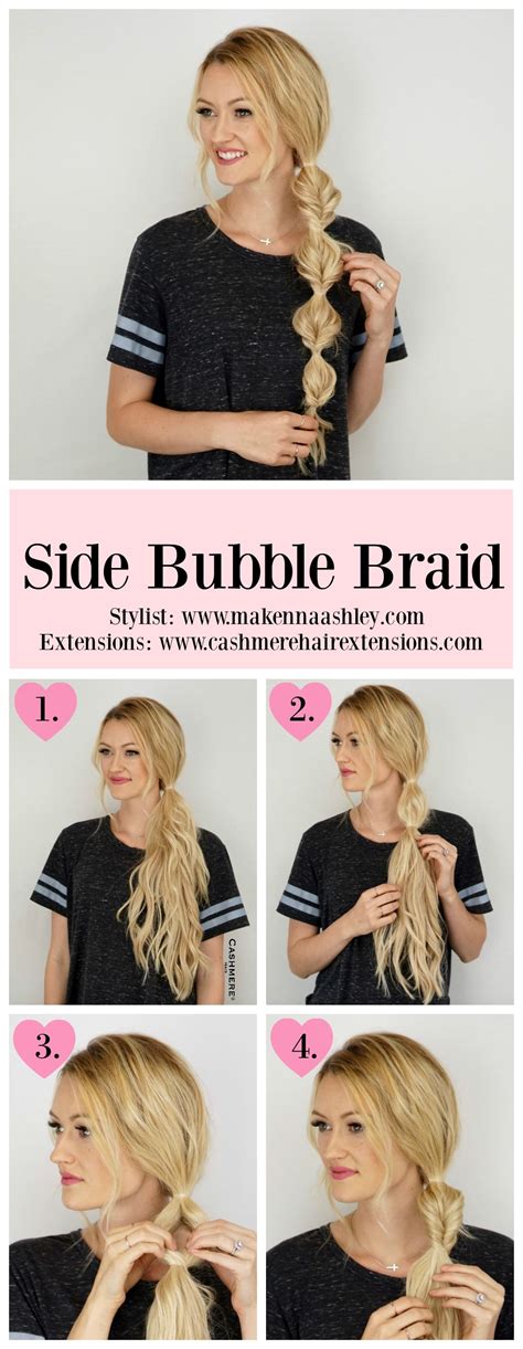 Side Bubble Braid Tutorial Cashmere Hair Clip In Extensions Braided