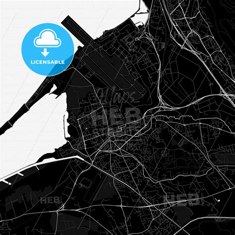 Marignane, France PDF vector map black and white - HEBSTREITS