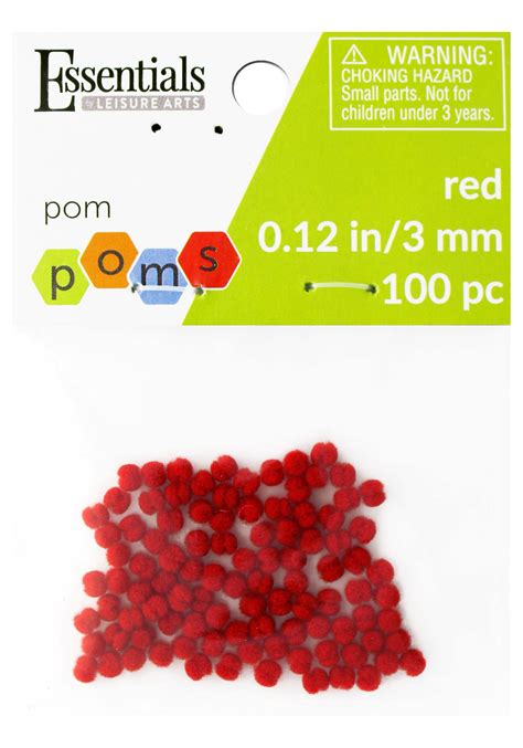 Essentials By Leisure Arts Bulk Supplies Mm Red Pom Poms Piece