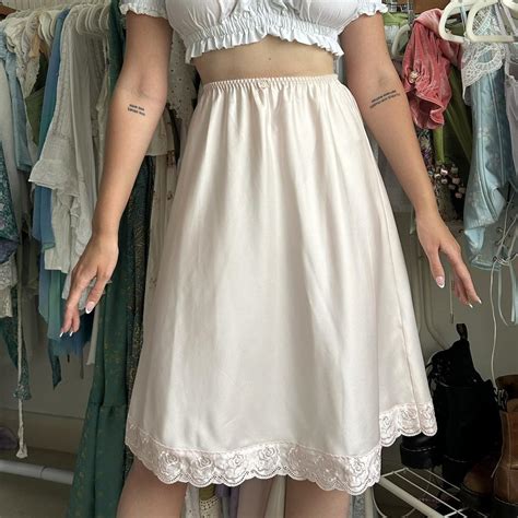 Vintage Lingerie Half Slip Skirt Shiny Silk Satin Depop