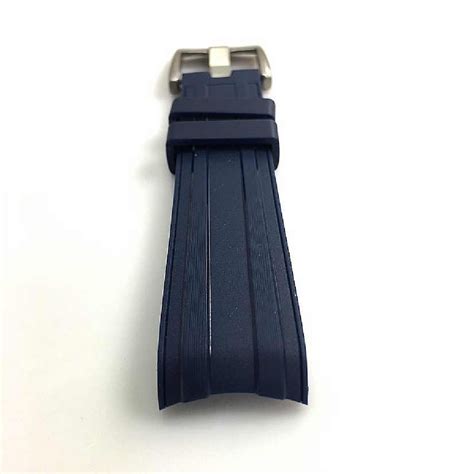 Seiko Compatible Curved End Mm Mm Blue Silicone Rubber Strap Watch