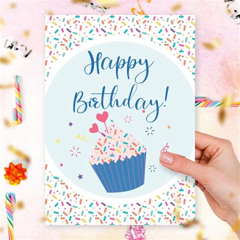 Confetti Balloons Birthday Card For Her Template Editable Online