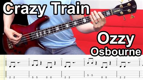 Ozzy Osbourne Crazy Train Bass Cover Play Along Tabs Youtube Music