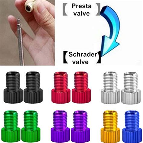 Pcs Presta Aan Schrader Fiets Valve Adapter Alumi Grandado