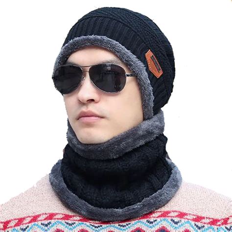 Set Winter Wool Fleece Neck Warmer Tube Face Mask Scarf Earmuffs Gorro