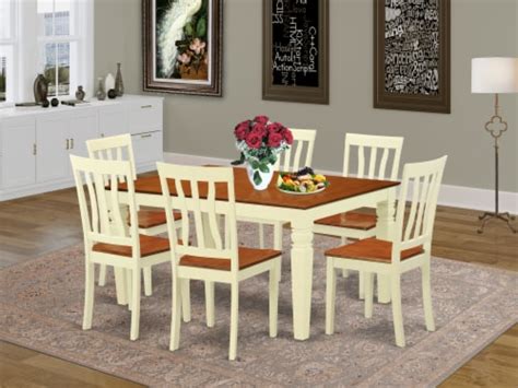 East West Furniture Weston Piece Wood Dining Set In Buttermilk Cherry