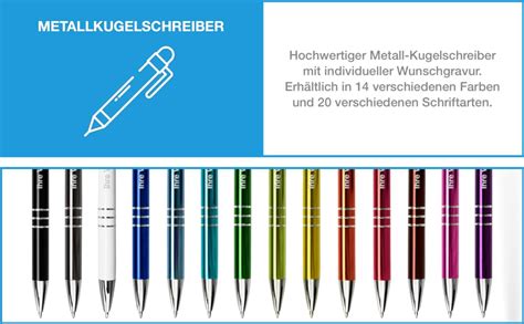 Teamludorf 10x Metall Kugelschreiber Mit Wunsch Gravur