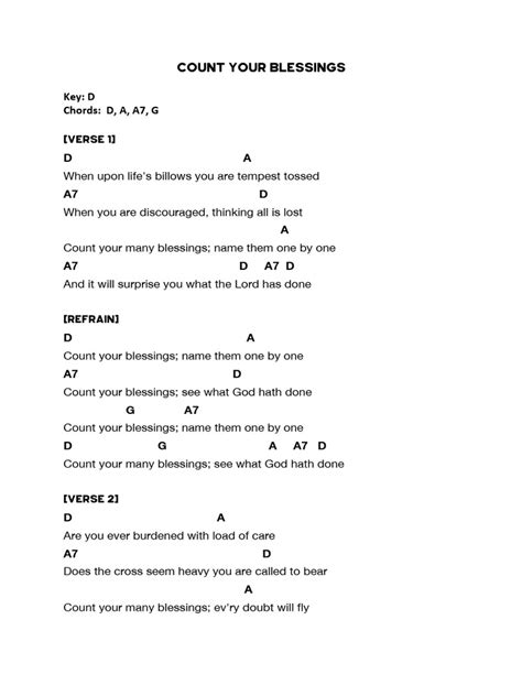 Count Your Blessings Chord Chart Pdf