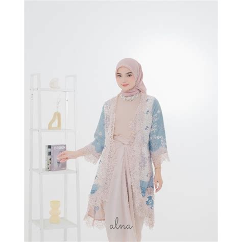 Jual ALNA Nude Edition One Set Outfit Kondangan Outer Renda Rok Lilit Wrap Skirt One