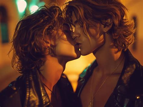 Romantic Gay Couple Kissing In Urban Setting City Love Story LGBTQ Relationship Goals Male