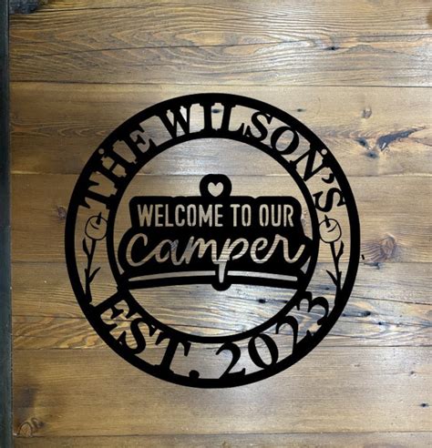 Camp Sign Welcome Sign Custom Metal Sign Family Sign Camping Family ...