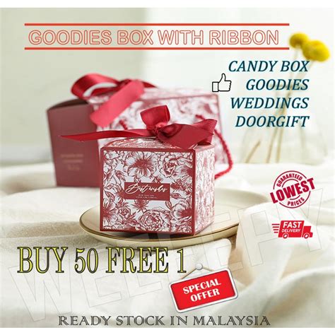 【50pcs】wb02 Wedding Floral Goodies Boxkotak Doort Kahwindoort