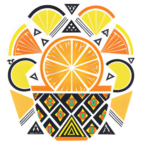 Geometric Citrus Juice Art Print Scandinavian Mid Century Design · Creative Fabrica