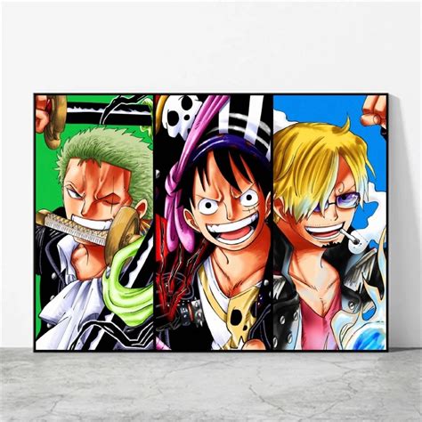 Tek Par A Luffy Tuval Bask Lar Boyama Japon Karikat R Anime Zoro Sanji