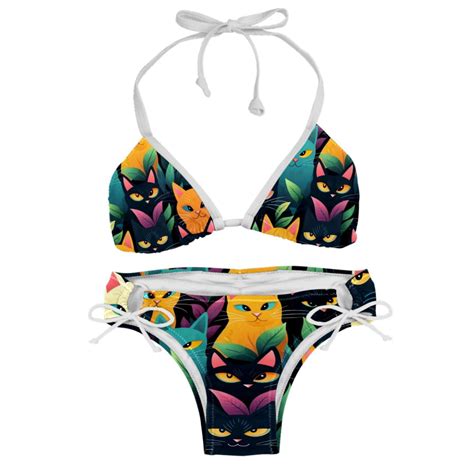 Cat Swimsuit Bikini Set With Detachable Sponge And Adjustable Strap Two Pack For Swimming Pool