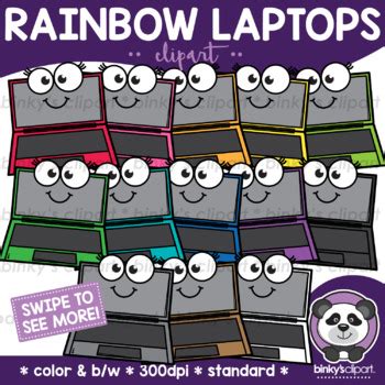 Rainbow Laptops by Binky's Clipart | School Clip Art by Binky's Clipart