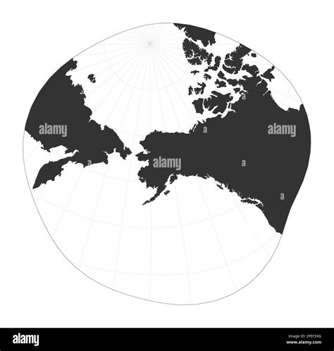 Map of The World. Modified stereographic projection for Alaska. Globe ...