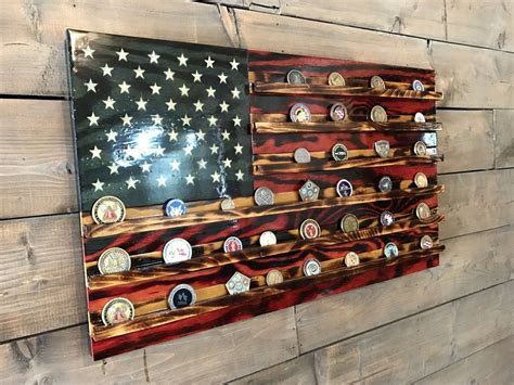 Challenge Coin Holders - Veteran Made Woodworks Wooden American Flag ...