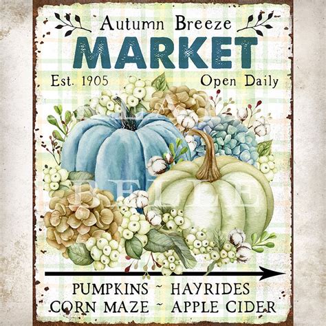 Autumn Breeze Market Pumpkins Dried Hydrangeas Cotton Buds DIY Fall ...