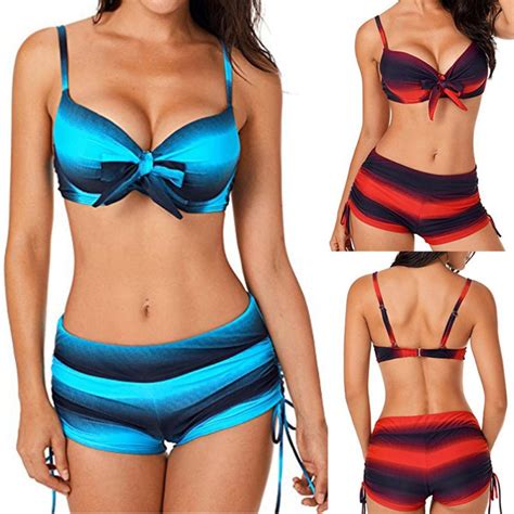 Kobiety Plus rozmiar Gradient Tankini Bikini stroje kąpielowe lato