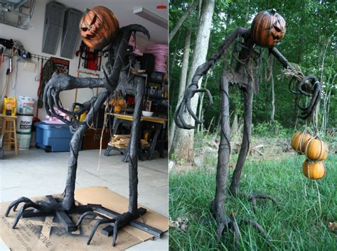 Scarecrow Halloween Decorations : Life Size Animated Skeleton Scarecrow Prop W Rotating Head ...