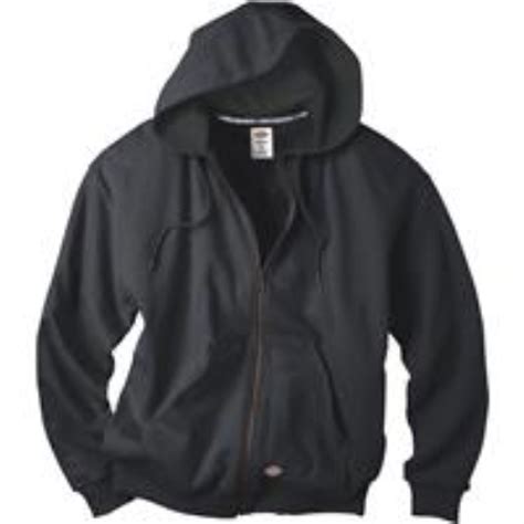 Dickies Men S Thermal Lined Zip Hooded Fleece Jacket Black Extra