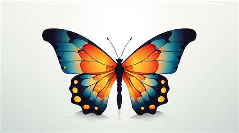 Una Mariposa Colorida Con Alas Azules Y Naranjas Vector Premium