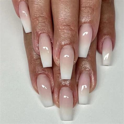 Amazon Pikabows Press On Nails Long Coffin Nude Natural Ombre Fake Nails Acrylic Full Cover