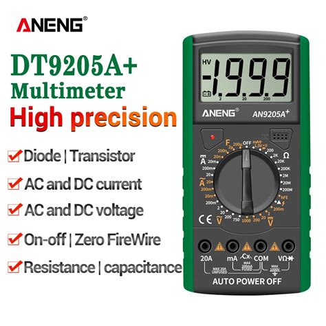 Aneng Dt A Digital Multimeter Ac Dc Profesional Transistor Tester