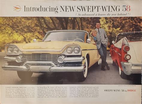 1958 DODGE Swept Wing Car Automobile Vintage Print Ad - Etsy