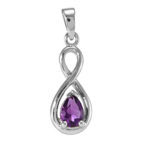 Pendentif Argent Rhodi Signe Infini Et Am Thyste Poire X Mm Ref