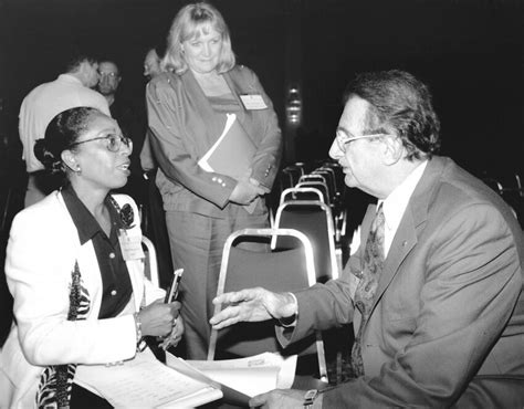 Barbara Ross-Lee, DO (left), talks with Howard M. Levine, DO, during ...