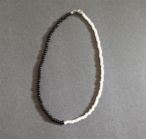 Black And White Seed Bead Choker Neckless Etsy