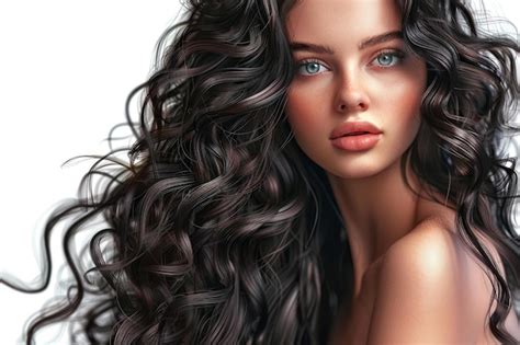 Premium Photo Beautiful Brunette Model With Long Shiny Wavy Hair