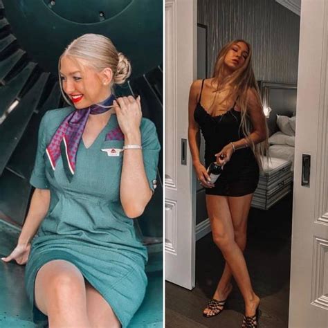 Hot Flight Attendants With And Without Uniforms Pics