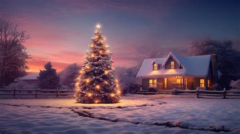 Premium AI Image | christmas tree in the night