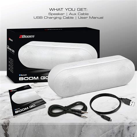 2BOOM Boom Go Wireless Bluetooth Portable Speaker with Built-in Microphone – White – Watson ...