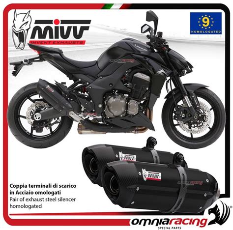 Mivv Suono Pair Of Exhaust Homologated Black Inox For Kawasaki Z1000