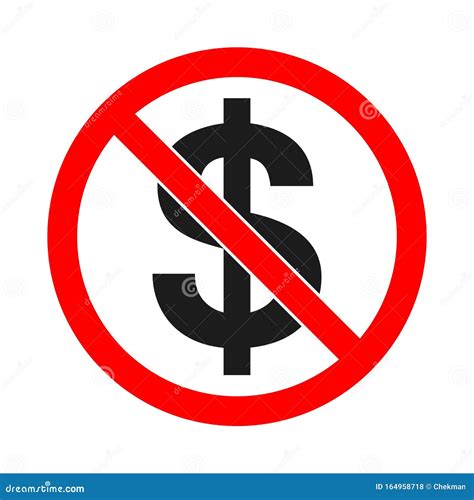 No Money Vector Symbol No Dollar Sign Stock Illustration