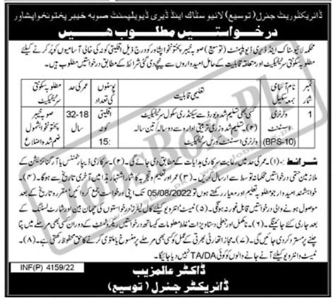 Jobs In Livestock And Dairy Development Department Kpk 2022