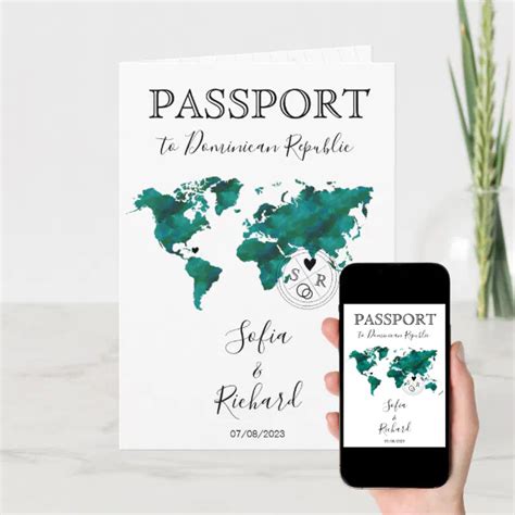 Invitaci N Boda Pasaporte De Destino Green World Map Peach Zazzle Es